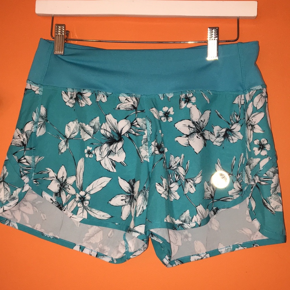 Reel Legends Teal Floral Rash Guard Swim Set XS/S 2/4 2 Piece Athletic Swimsuit - Picture 9 of 17